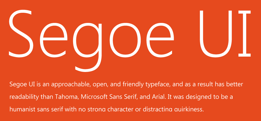 Пример начертания шрифта Segoe UI