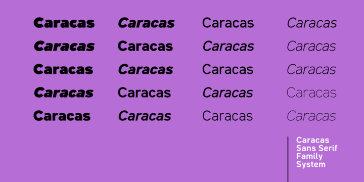 Пример начертания шрифта Caracas