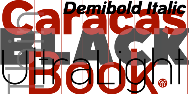 Пример начертания шрифта Caracas