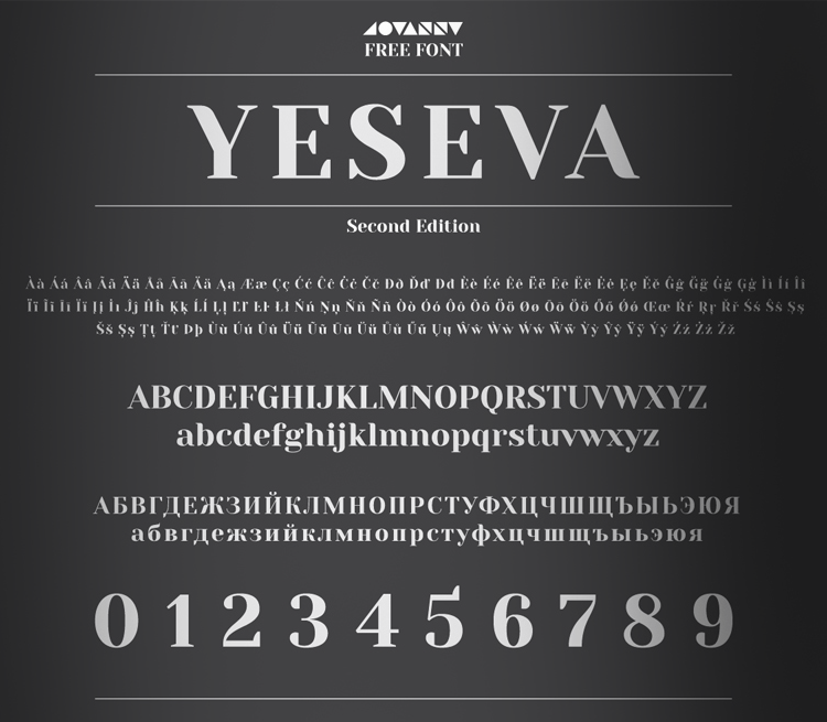Пример начертания шрифта Yeseva One
