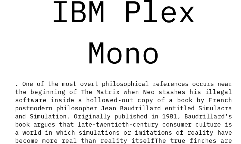 Пример начертания шрифта IBM Plex Mono