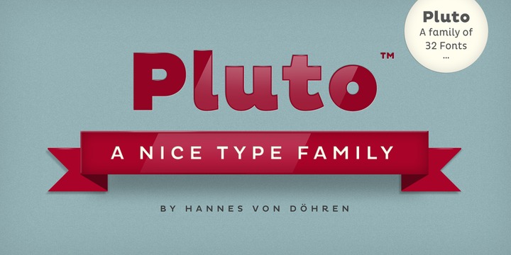 Пример начертания шрифта Pluto