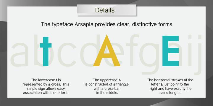 Пример начертания шрифта Arsapia