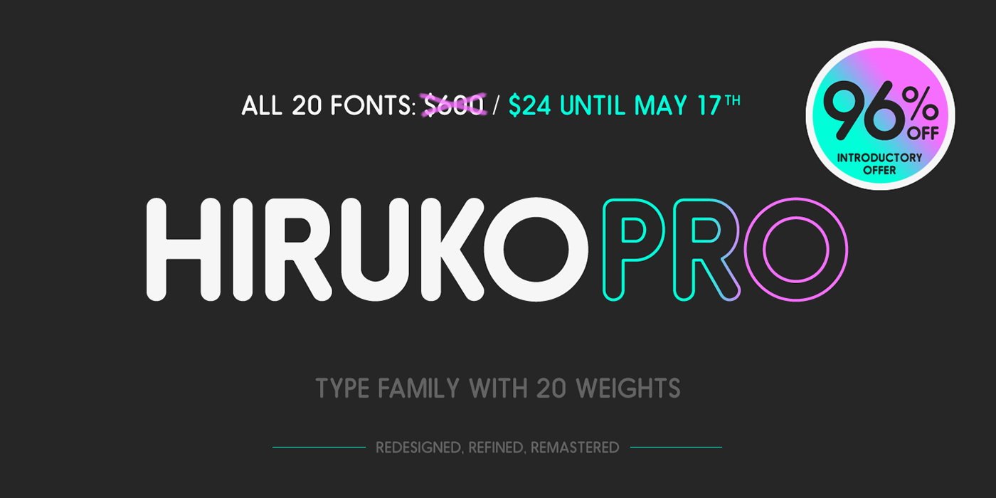 Пример начертания шрифта Hiruko Pro