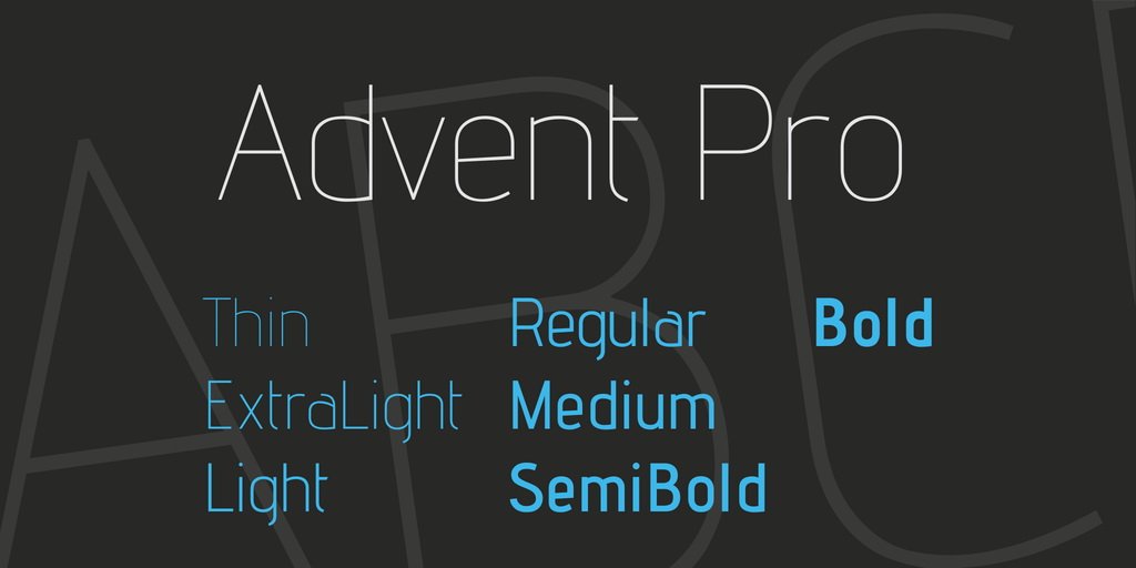 Пример начертания шрифта Advent Pro