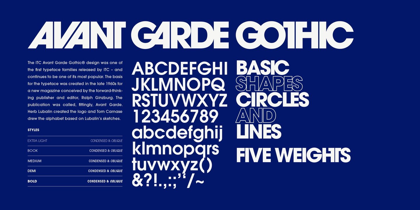 Пример начертания шрифта ITC Avant Garde Gothic