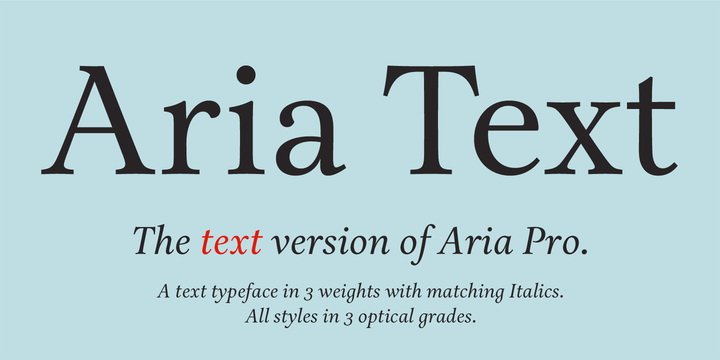 Пример начертания шрифта Aria Pro