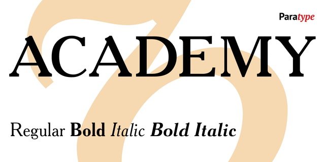 Пример начертания шрифта Academy Serif