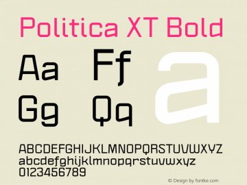 Пример начертания шрифта Politica XT