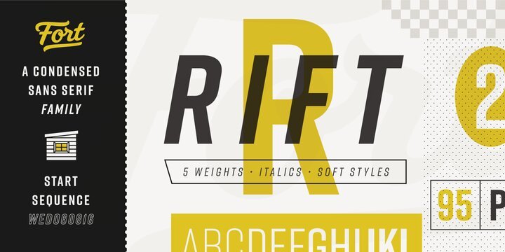 Пример начертания шрифта Rift
