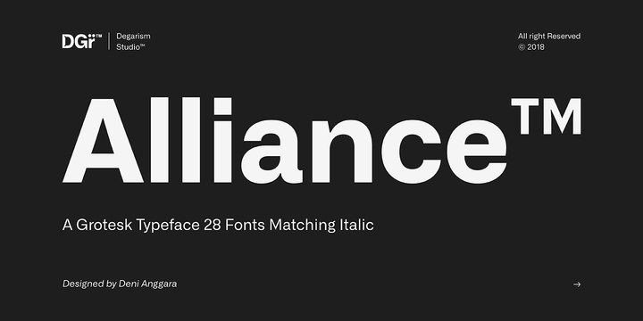 Пример начертания шрифта Alliance