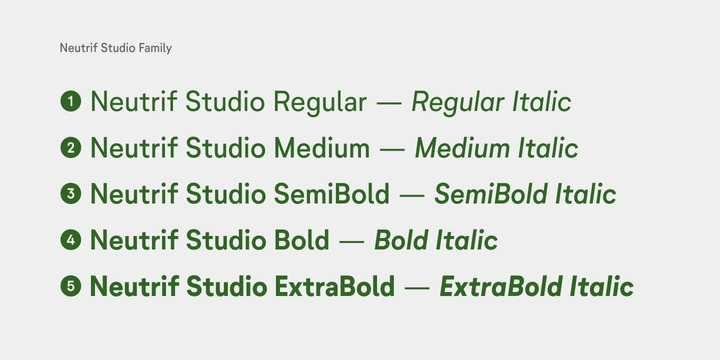 Пример начертания шрифта Neutrif Studio