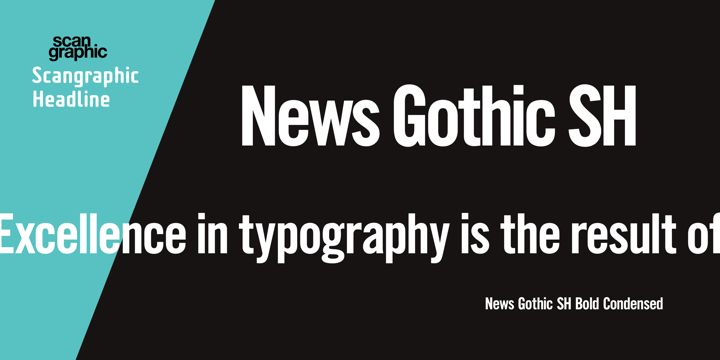 Пример начертания шрифта News Gothic SH