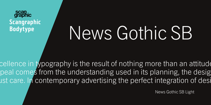 Пример начертания шрифта News Gothic SB
