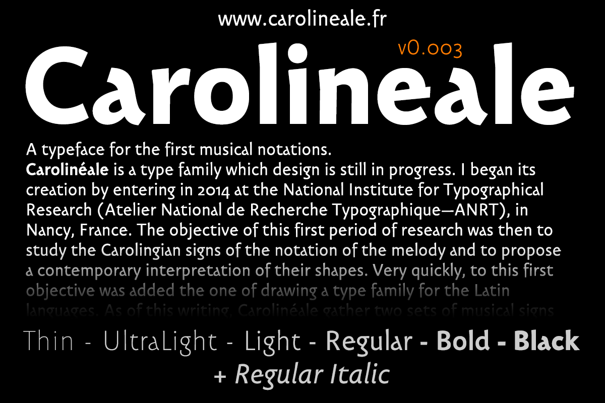 Пример начертания шрифта Carolineale