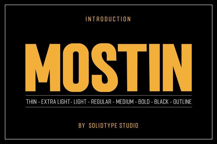 Пример начертания шрифта Mostin