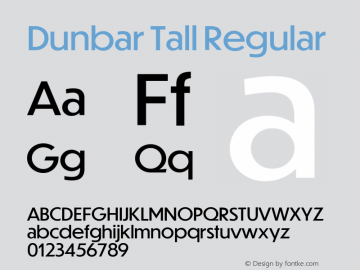 Пример начертания шрифта Dunbar