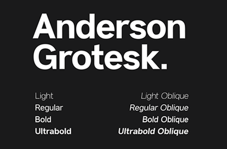 Пример начертания шрифта Anderson Grotesk